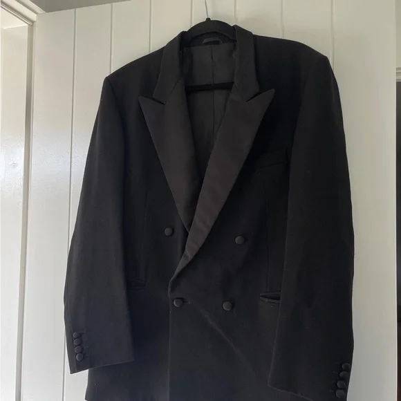 Vintage Christian Dior Monsieur Tuxedo Double Breasted Wool Blazer Jacket. Black - Picture 7 of 7